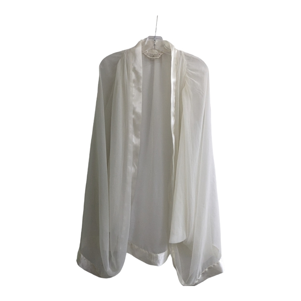 Vintage Victoria's Secret sheer off white bridal kimono with satin trim.…